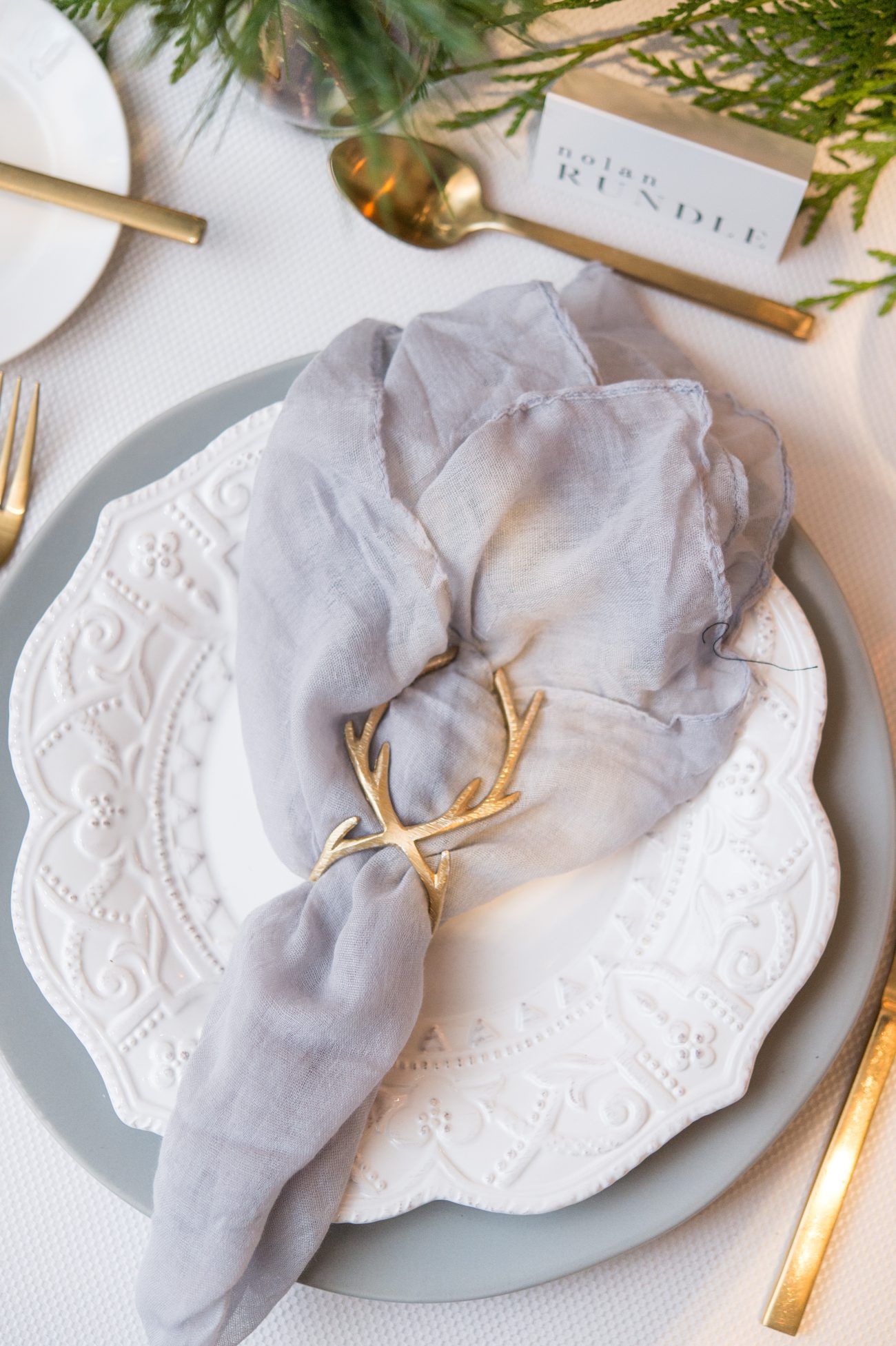antler napkin ring for holiday table setting